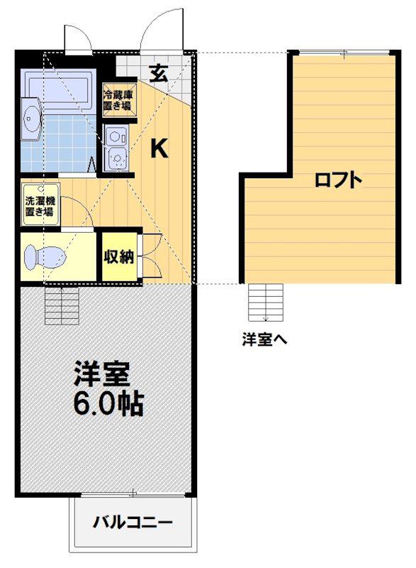 ハッピーワン(ワンルーム/1階)の間取り写真