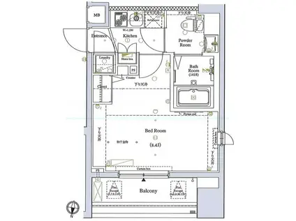 ガリシア中野弥生町(1K/11階)の間取り写真