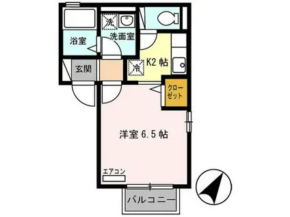 ポットマムⅡ(1K/2階)の間取り写真