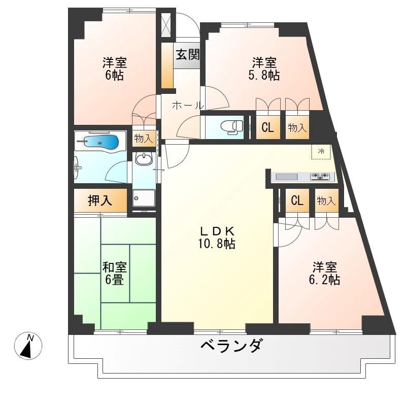 ガーデンコート簗瀬(4LDK/11階)の間取り写真