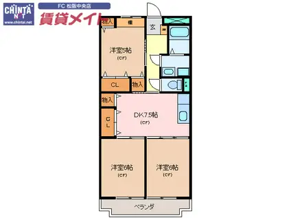 エクセレンス(3DK/1階)の間取り写真