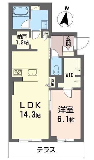 ラヴィエール浦和元町(1LDK/1階)の間取り写真