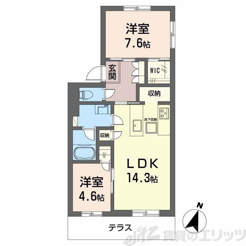 モンセル(2LDK/1階)の間取り写真