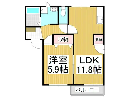 フレグランスFOREVER C(1LDK/1階)の間取り写真