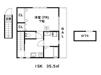 コマロジック(1SK/2階)の間取り写真