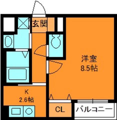 クレディーカーサ(1K/1階)の間取り写真
