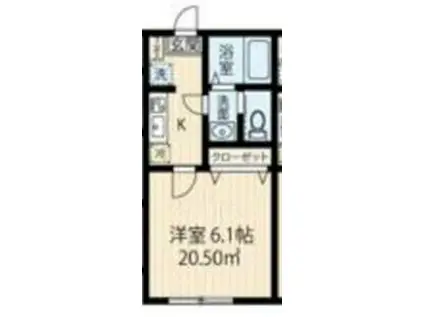 ラフィーネ上大岡IIA棟(1K/2階)の間取り写真