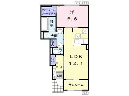 グレイスサンフラワーI(1LDK/1階)の間取り写真