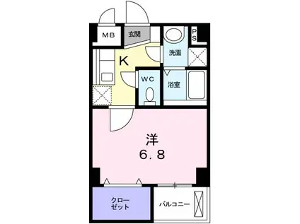 KONTI松野(1K/4階)の間取り写真