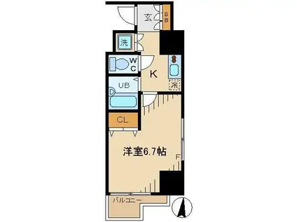 VIDA御茶ノ水(1K/7階)の間取り写真