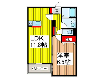 イージスワン(1LDK/2階)の間取り写真