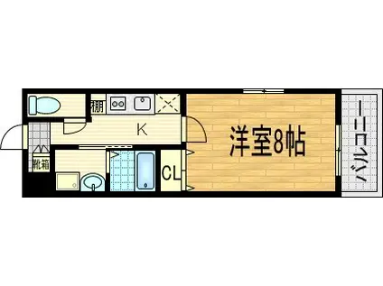 ラガール(1K/2階)の間取り写真
