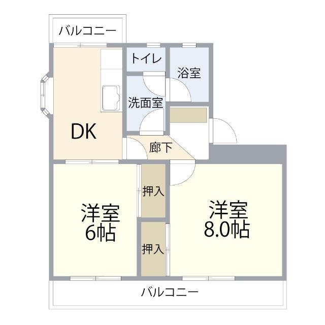 ルミエールI(2DK/3階)の間取り写真