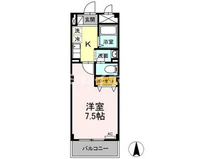 コム・シェソワII(1K/3階)の間取り写真