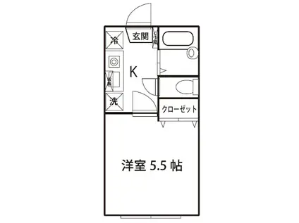 パークプレイス(1K/1階)の間取り写真