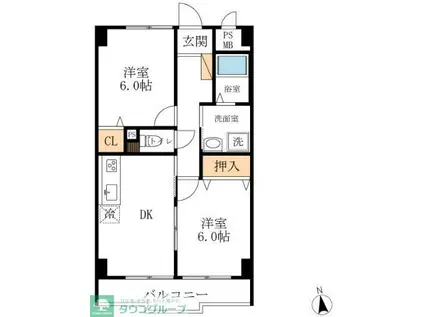 AUBEAUBADE(2DK/3階)の間取り写真