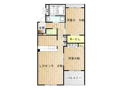 メゾピアノ上牧 3F(2LDK/3階)の間取り写真