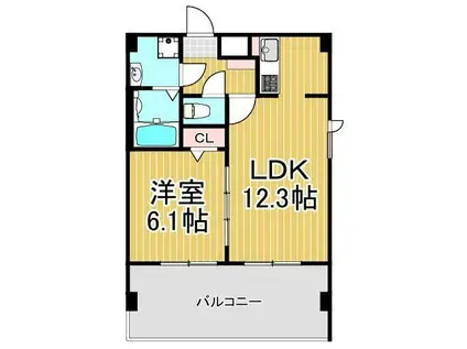 ペアパレス六町環七北通(1LDK/5階)の間取り写真