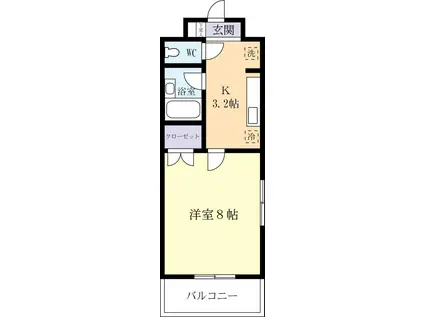 スカイヒルズやまのい(1K/4階)の間取り写真