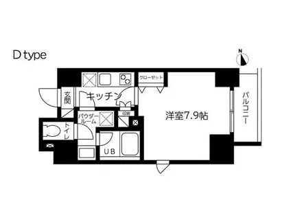 スカイコート蔵前II(1K/3階)の間取り写真
