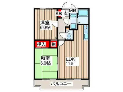 エマーレ北越谷(2LDK/7階)の間取り写真