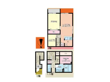 メリファ東仙台I(1SLDK/2階)の間取り写真