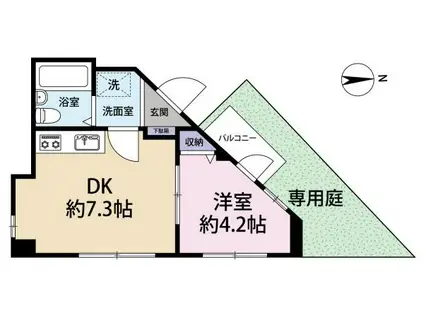 パールハイツ(1DK/1階)の間取り写真