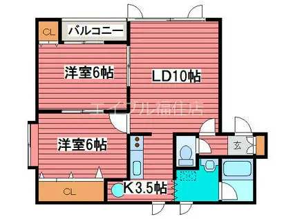 Y・Sコート月寒(2LDK/2階)の間取り写真