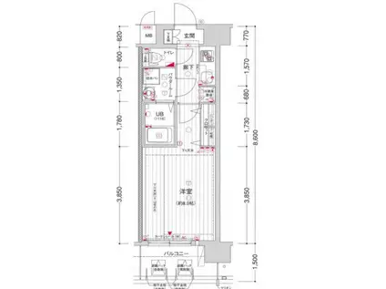 サムティ福島ノース(1K/3階)の間取り写真