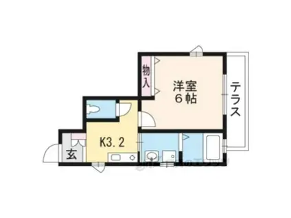 ロックアイランド(1K/1階)の間取り写真