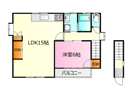 石田アパート(1LDK/2階)の間取り写真