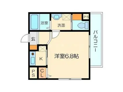 十三本町ウインズマンションII(1K/2階)の間取り写真