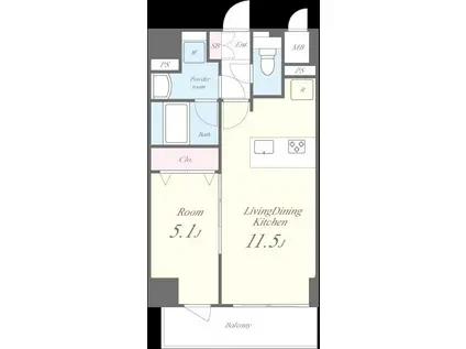 ヴィラドゥスール(1LDK/2階)の間取り写真