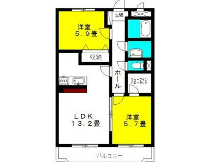ラ・フォンテ スクェアII(2LDK/3階)の間取り写真