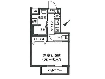 サンヒルズ旗の台(1K/2階)の間取り写真