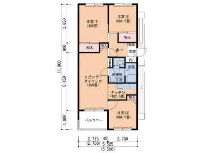 UR芦屋浜 2-2号棟(3LDK/19階)の間取り写真