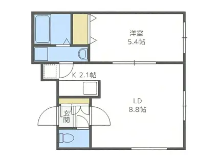 ヴェーヌ南郷(1LDK/4階)の間取り写真