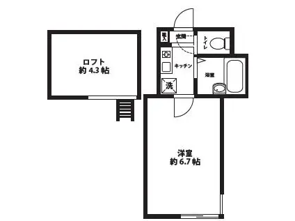 バレンシア(1K/1階)の間取り写真