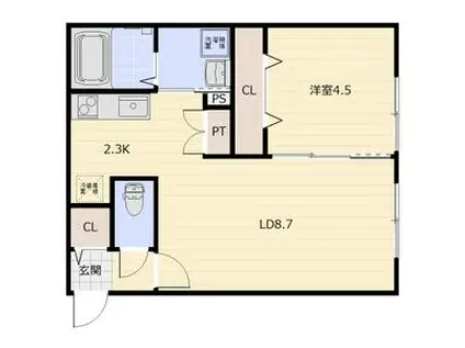 EーLIFE(1LDK/1階)の間取り写真