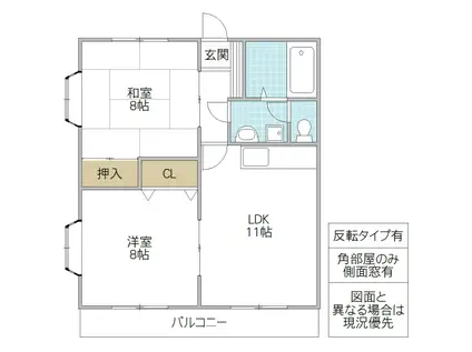 堂端ビル(2LDK/3階)の間取り写真