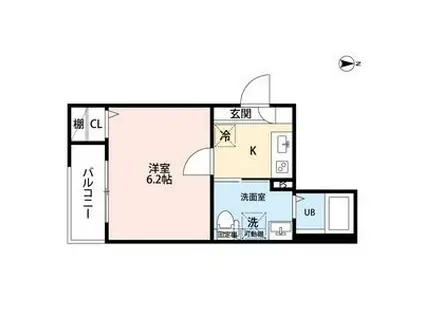 CRASTINE東味鋺3丁目II(1K/1階)の間取り写真