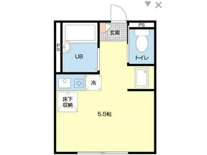 プライムテラス白楽(ワンルーム/1階)の間取り写真