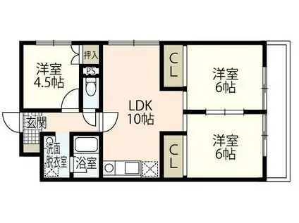 リーフル(3LDK/1階)の間取り写真