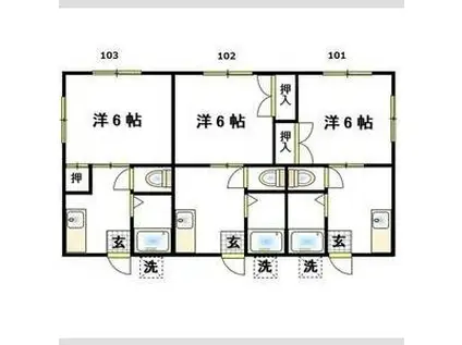 G・グローリーII(1K/1階)の間取り写真
