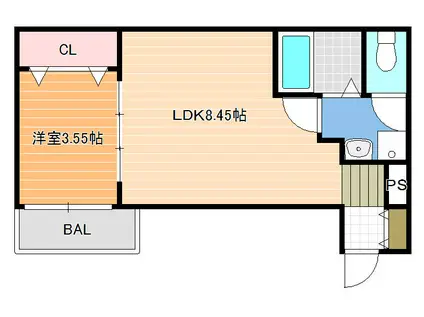 エフスタイル藤井寺道明寺2号館(1LDK/3階)の間取り写真