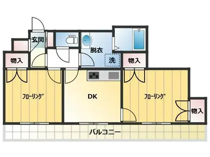 バトラーM(2DK/4階)の間取り写真