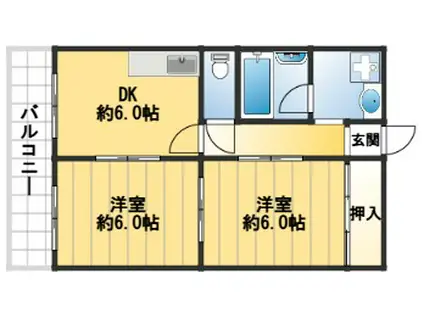 メゾンカルム(2DK/3階)の間取り写真