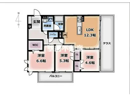 グランドメゾンHEIWAII(3LDK/3階)の間取り写真