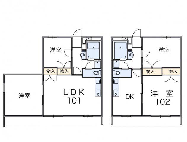 レオパレスFUJI(2DK/1階)の間取り写真