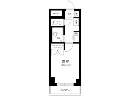 ロイヤルアメニティー巣鴨(1K/3階)の間取り写真